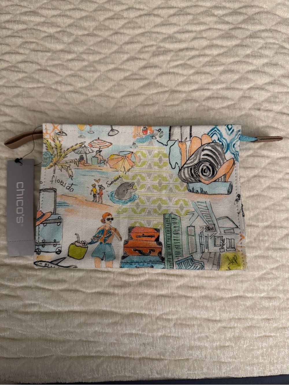 Chico's Sanibel Island Printed Zip Top Pouch